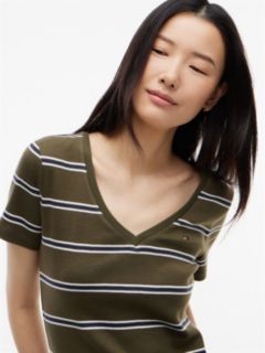 Striped V-Neck Favorite T-Shirt — Platinum Olive 3