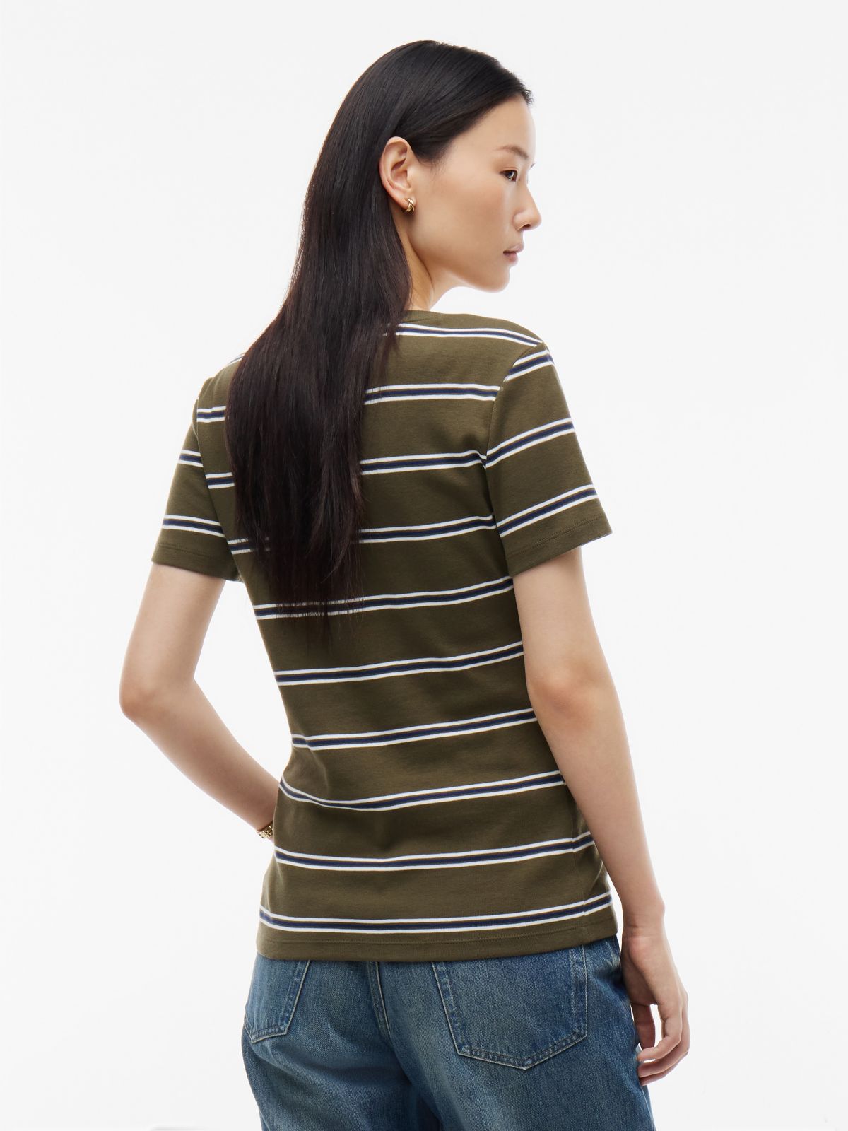 Striped V-Neck Favorite T-Shirt — Platinum Olive