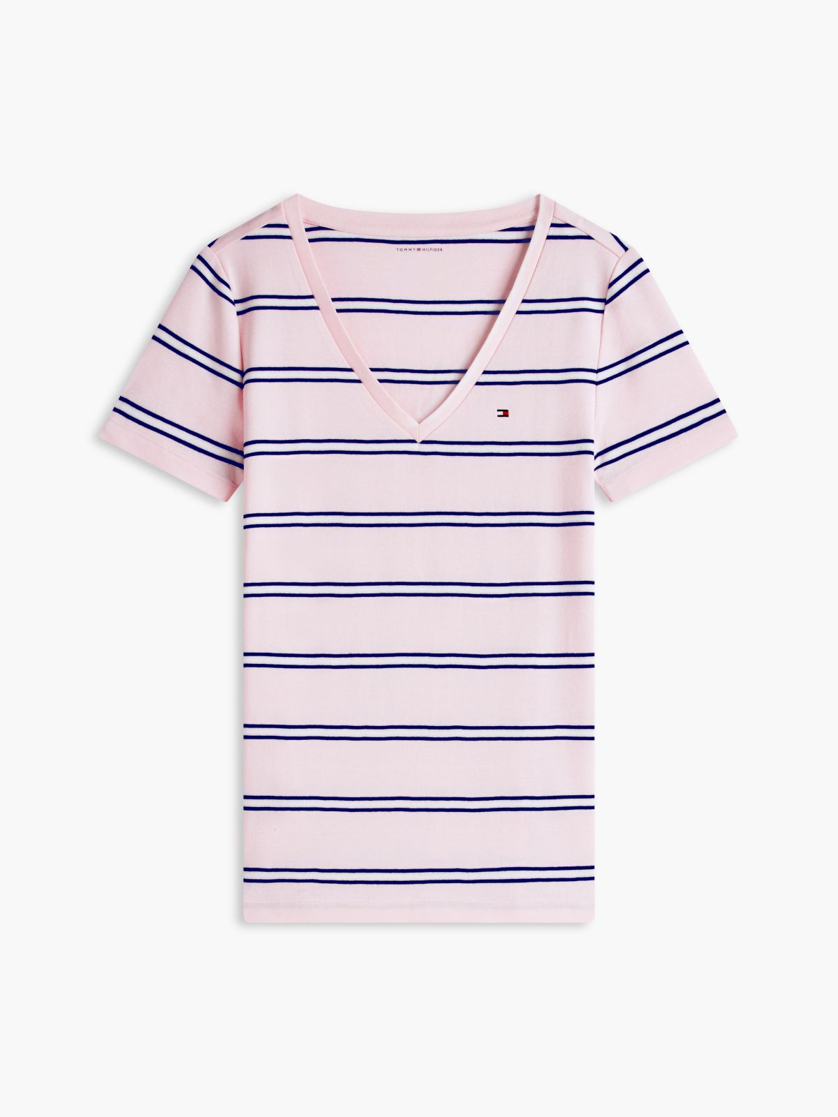 Striped V-Neck Favorite T-Shirt — Pink Stripe