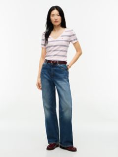Striped V-Neck Favorite T-Shirt — Pink Stripe 2