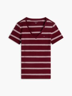 Striped V-Neck Favorite T-Shirt — Burgundy 5