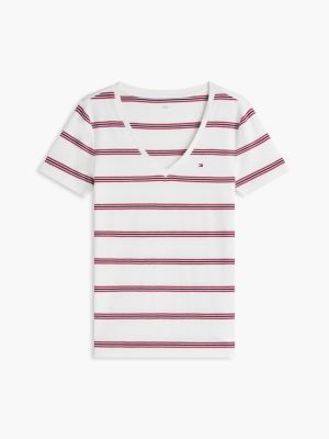 Женские футболки Tommy Hilfiger Slim Fit Striped V-Neck Favorite T-Shirt — фото 5