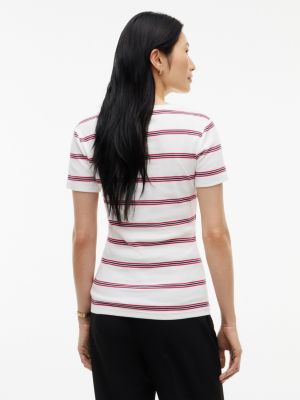 Женские футболки Tommy Hilfiger Slim Fit Striped V-Neck Favorite T-Shirt — фото 4