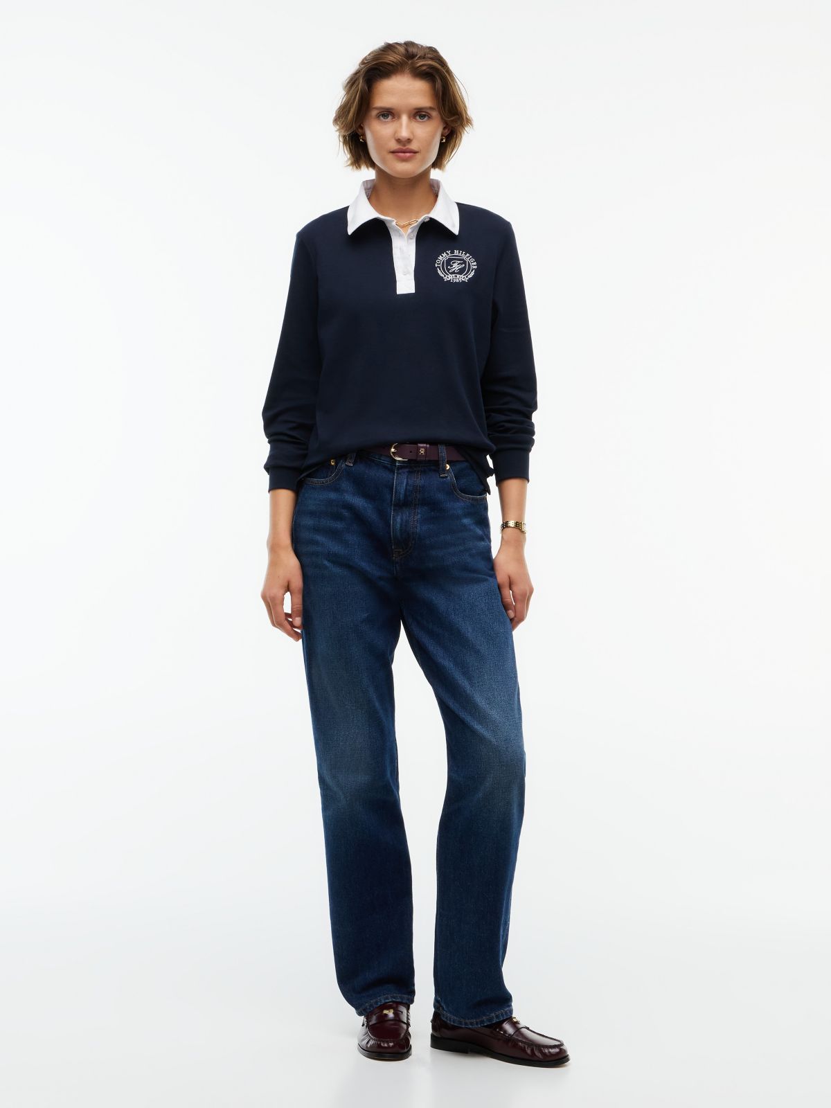 Crest Interlock Rugby T-Shirt — Navy Blue