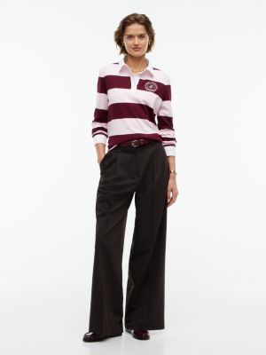 Женская футболка Tommy Hilfiger Crest Striped Interlock Rugby T-Shirt, цвет: Бордовый комбинированный — фото 2