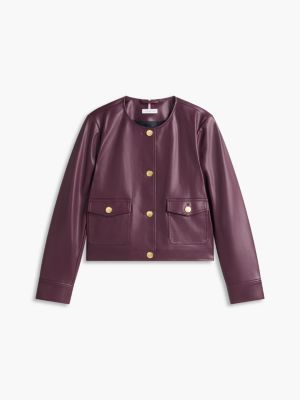 Женская куртка Tommy Hilfiger Gold-Button Faux Leather Lady, цвет: Глубокий бордовый — фото 5