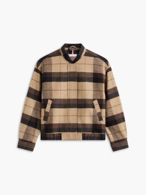 Женская куртка Tommy Hilfiger Heathered Wool-Blend Bomber, цвет: Галечный разноцветный — фото 5