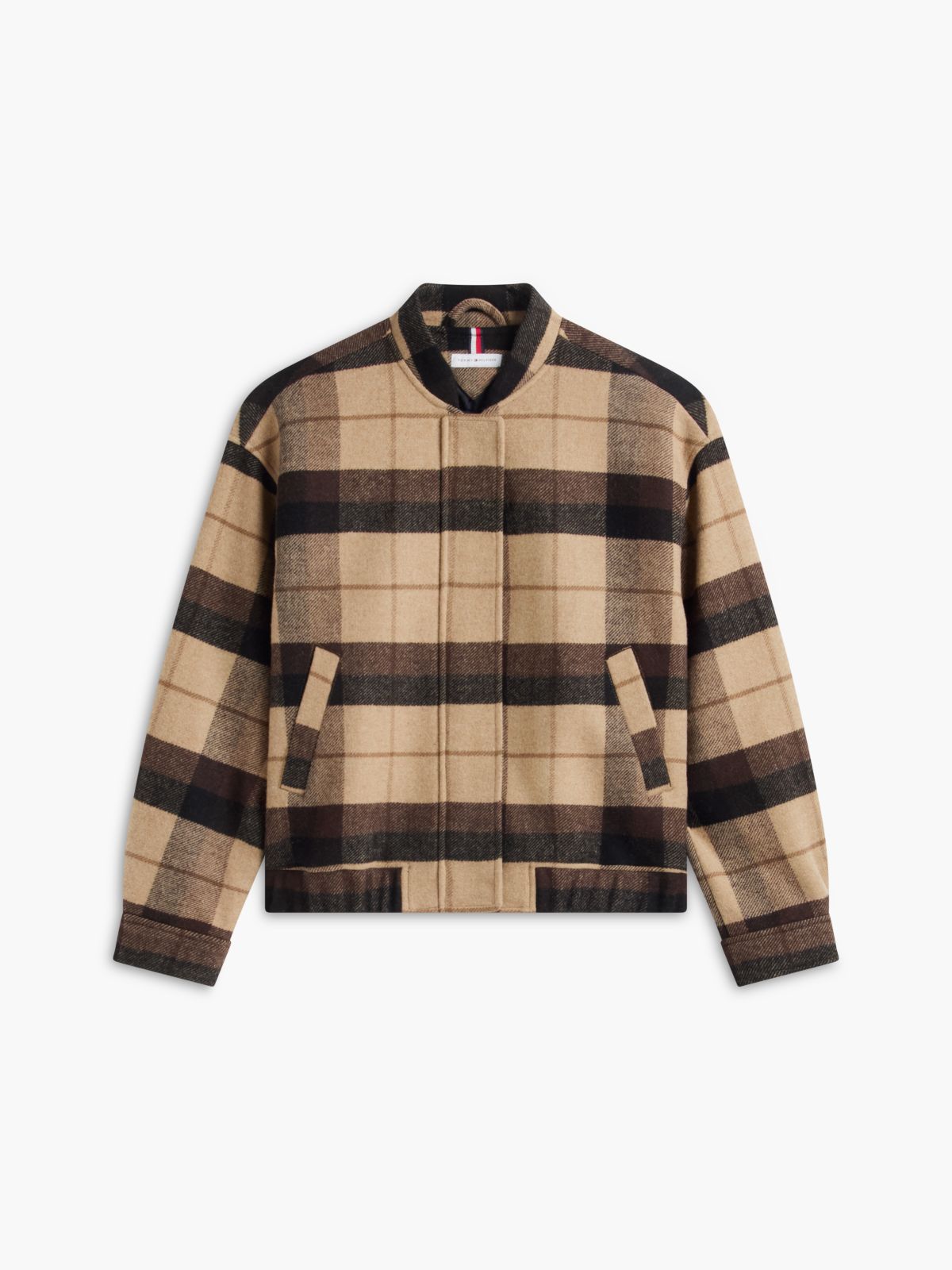 Heathered Wool-Blend Bomber Jacket — Clayed Pebble Multi
