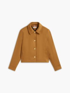 Gold-Button Faux Suede Jacket — Pure Brown 5