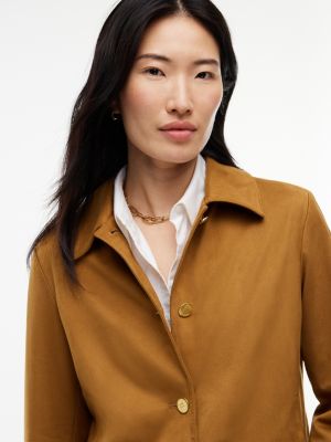 Женская куртка Tommy Hilfiger Gold-Button Faux Suede, цвет: Чистый коричневый — фото 3