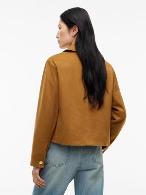 Женская куртка Tommy Hilfiger Gold-Button Faux Suede, цвет: Чистый коричневый — фото 4