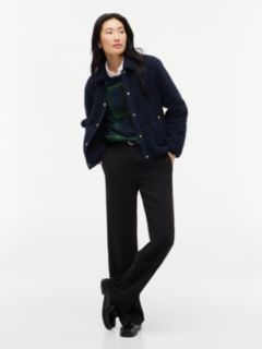 Gold-Button Teddy Fleece Jacket — Navy Blue 2