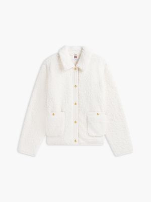 Женская куртка Tommy Hilfiger Gold-Button Teddy Fleece, цвет: Слоновая кость — фото 5