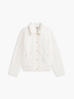 Gold-Button Teddy Fleece Jacket — Ivory 5
