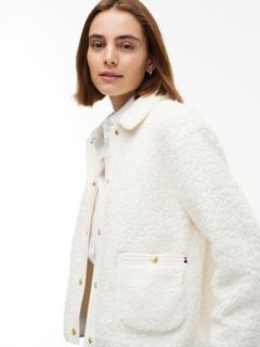 Gold-Button Teddy Fleece Jacket — Ivory 3