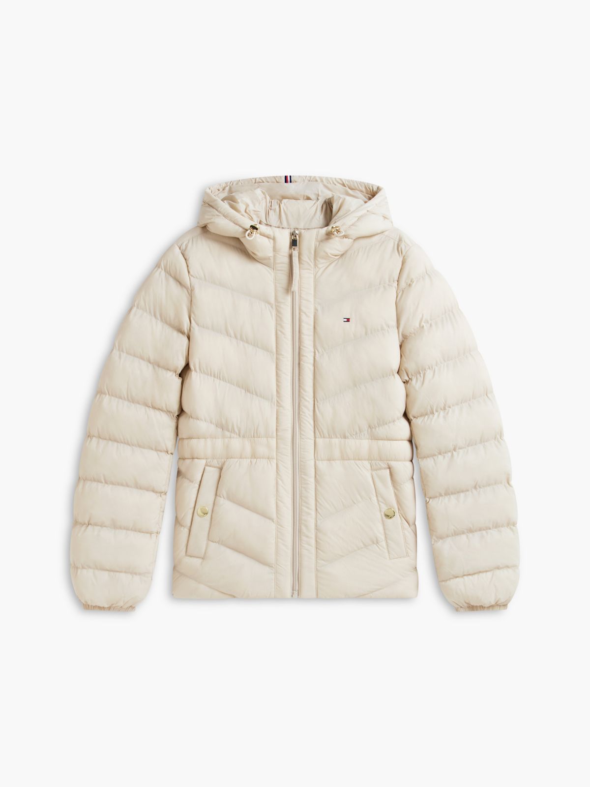 Lightweight Quilted Hooded Jacket — Classic Beige