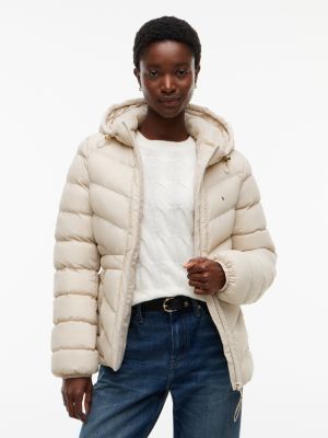Lightweight Quilted Hooded Jacket, Classic Beige