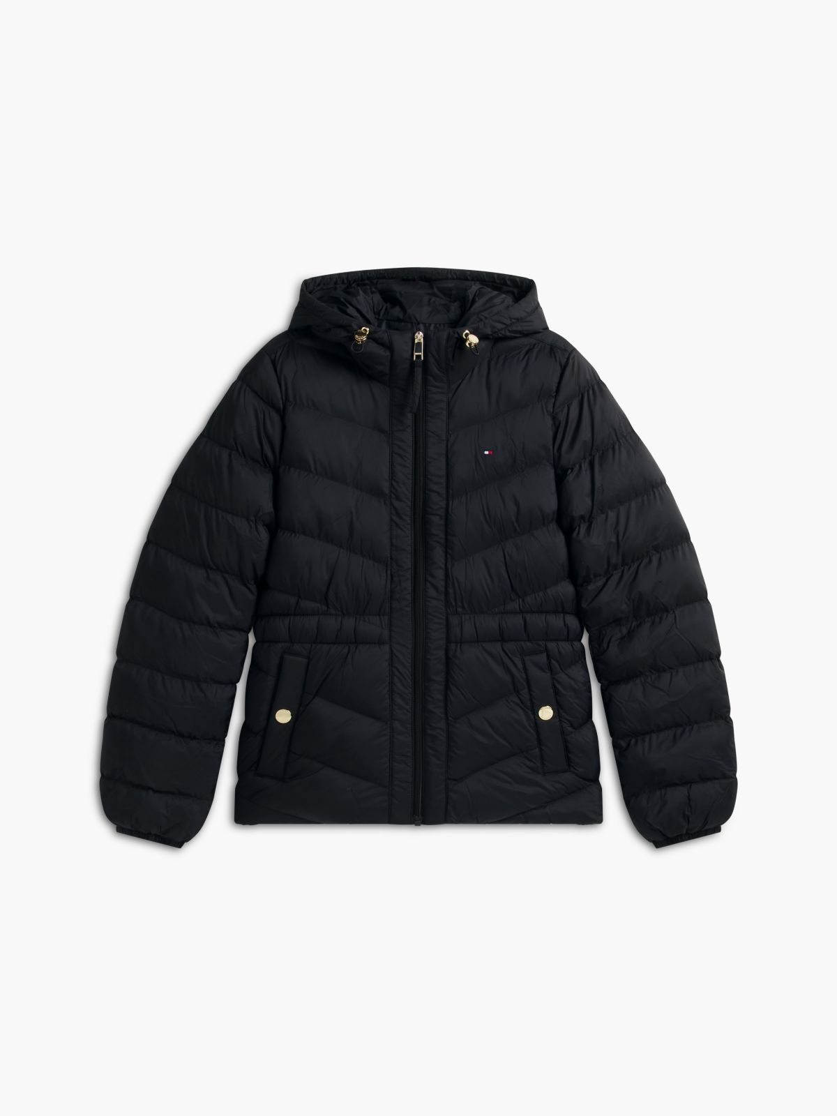 Lightweight Quilted Hooded Jacket — Black