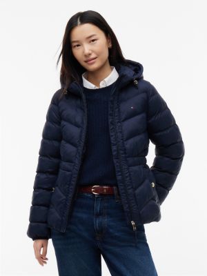 Lightweight Quilted Hooded Jacket, Navy Blue