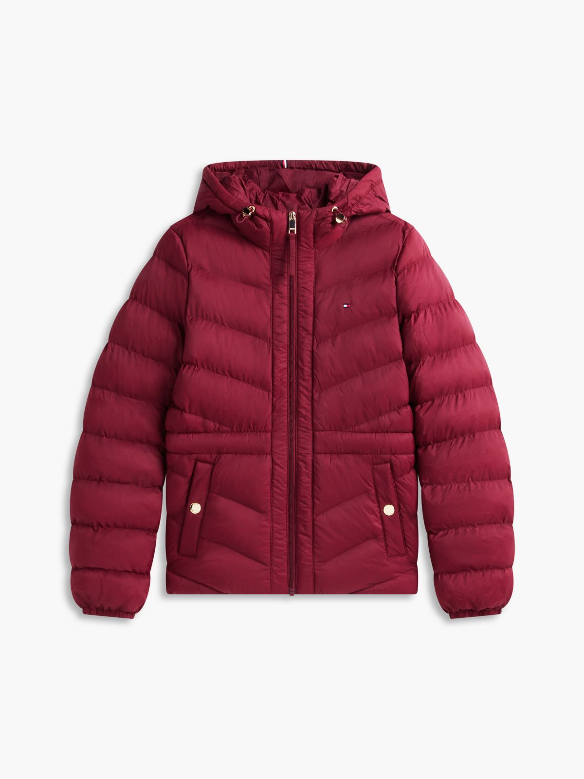Lightweight Quilted Hooded Jacket — Burgundy