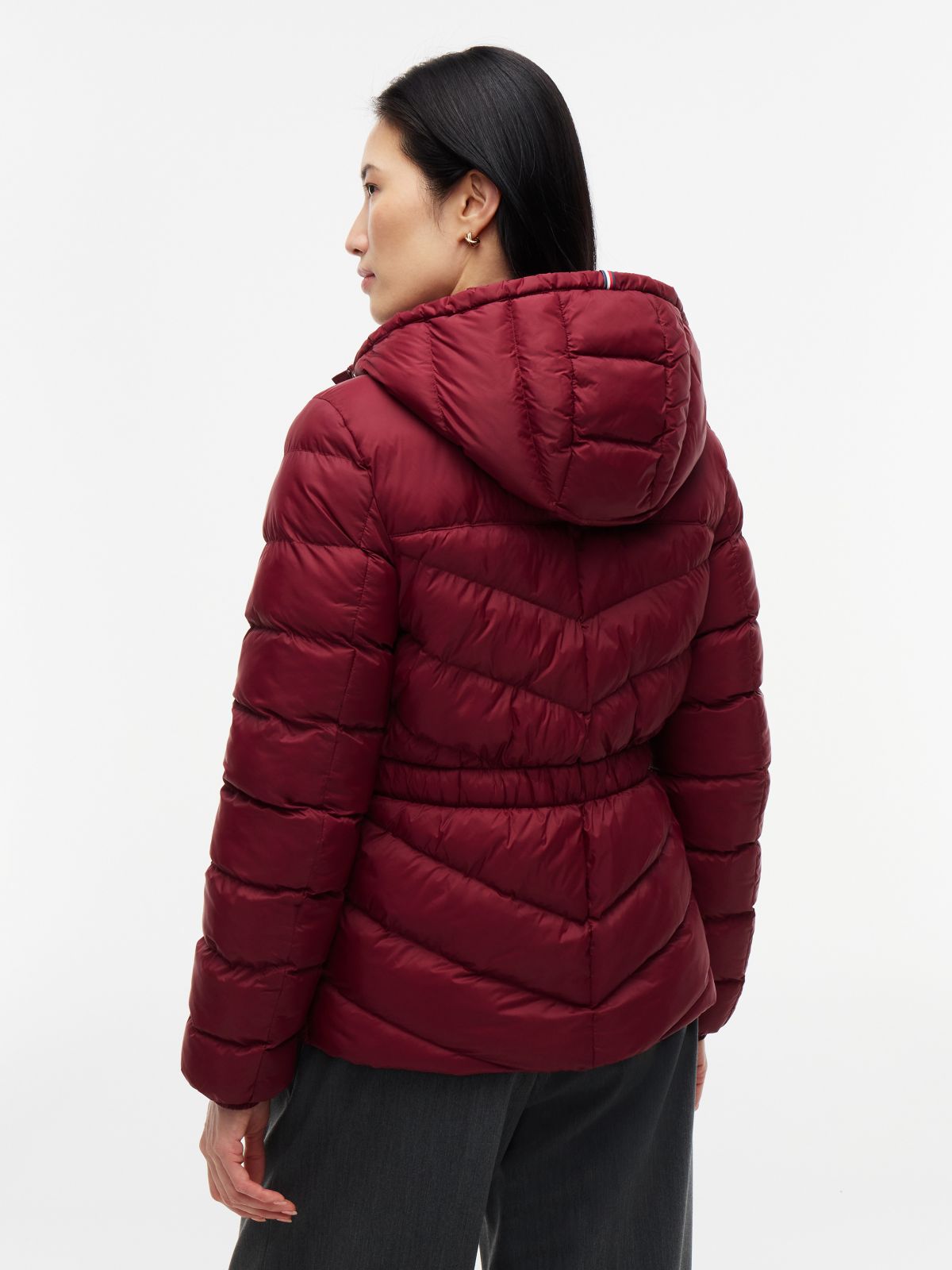 Lightweight Quilted Hooded Jacket — Burgundy