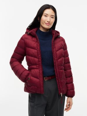 Lightweight Quilted Hooded Jacket, Burgundy