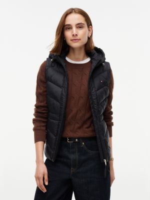 Lightweight Quilted Hooded Vest, Black