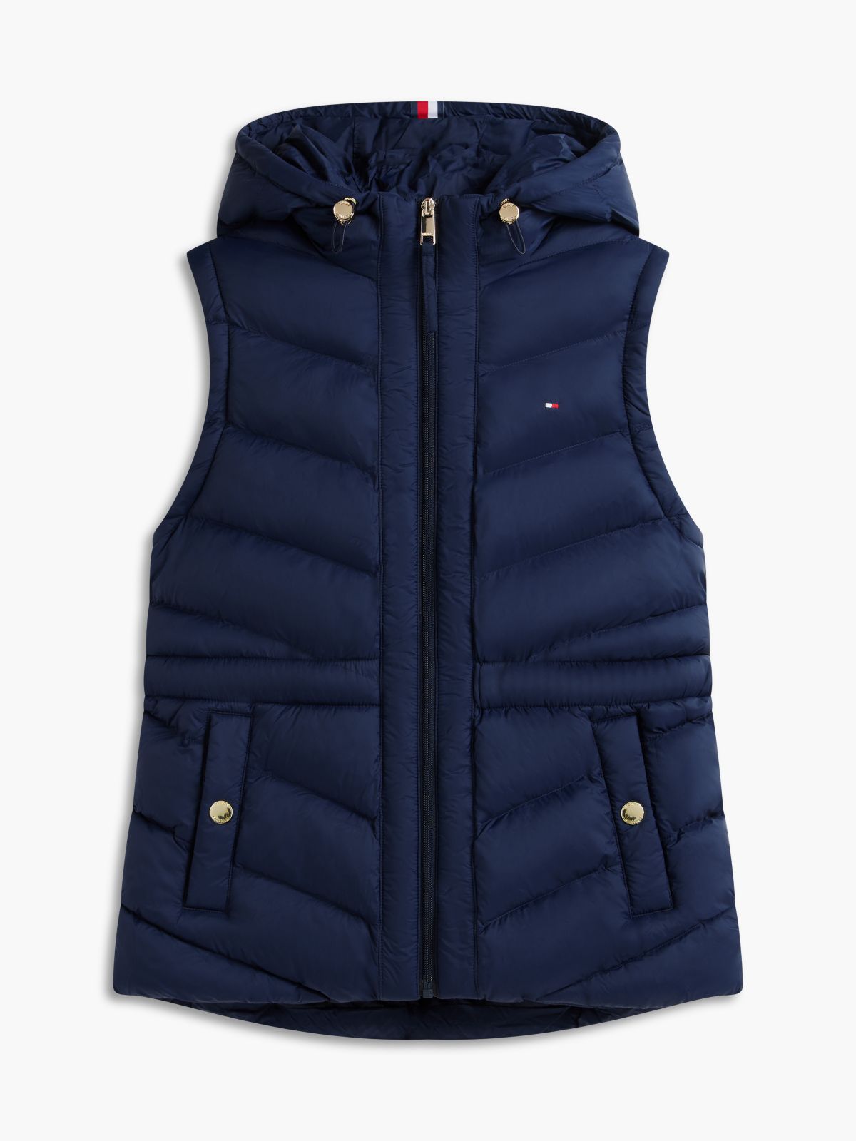 Lightweight Quilted Hooded Vest — Navy Blue