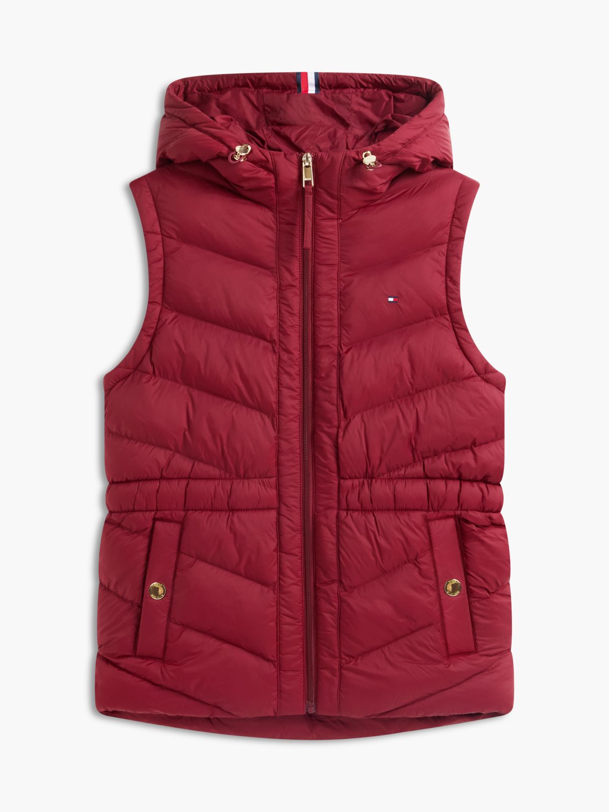 Lightweight Quilted Hooded Vest — Burgundy