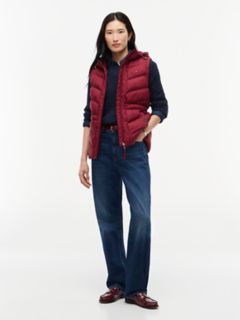 Lightweight Quilted Hooded Vest — Burgundy 2