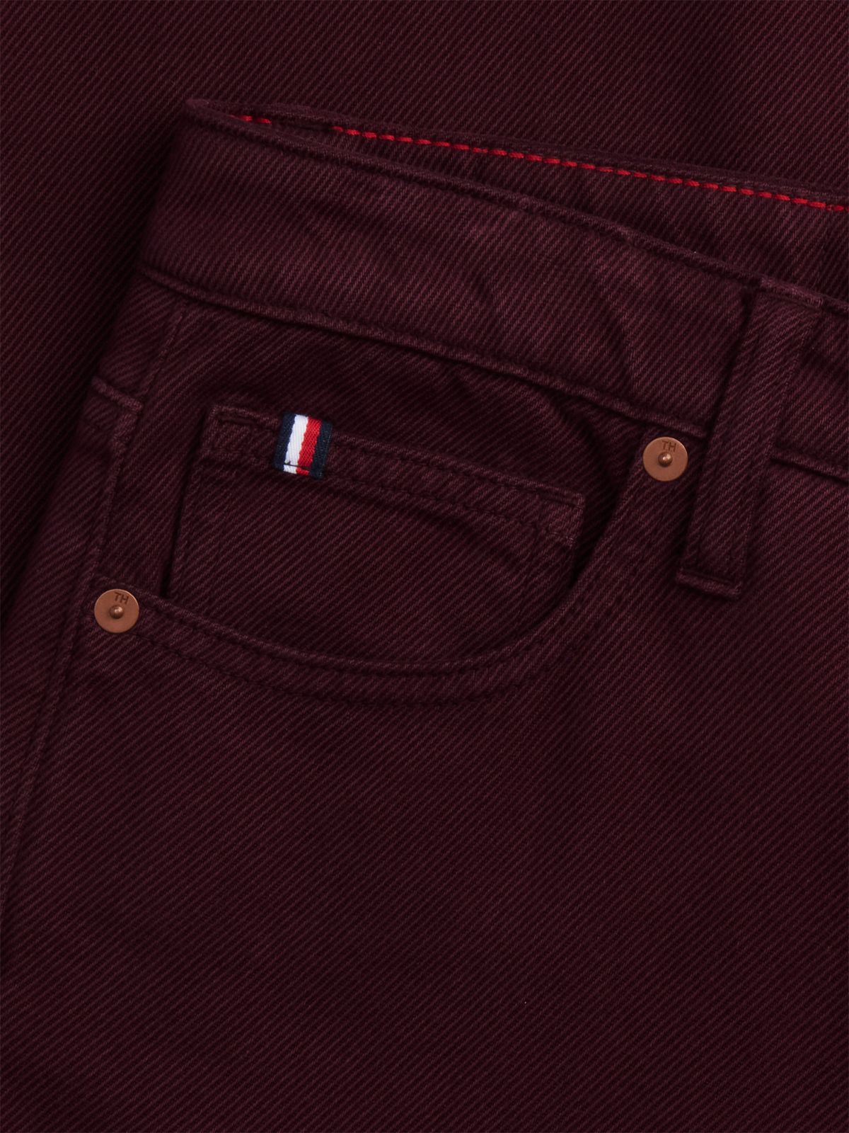 High-Rise Garment-Dyed Wide Leg Jean — Burgundy