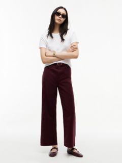 High-Rise Garment-Dyed Wide Leg Jean — Burgundy 2