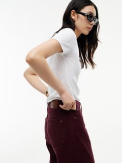 High-Rise Garment-Dyed Wide Leg Jean — Burgundy 4