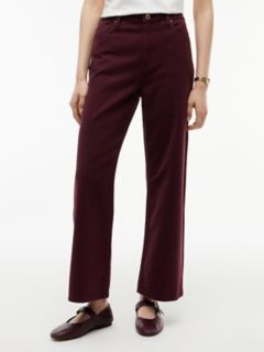 High-Rise Garment-Dyed Wide Leg Jean — Burgundy 1