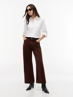 Tommy Hilfiger Women's High-Rise Garment-Dyed Wide Leg Jean - Pure Brown - 10