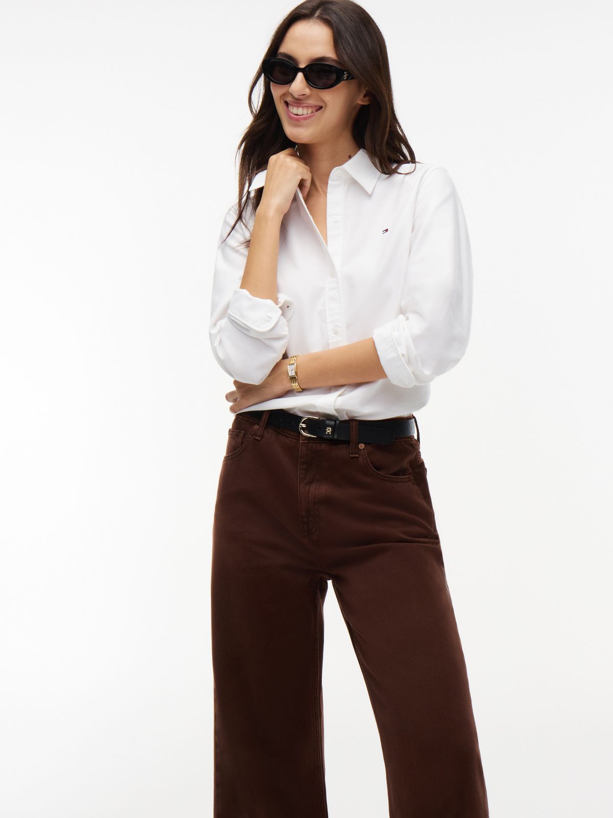 High-Rise Garment-Dyed Wide Leg Jean — Pure Brown