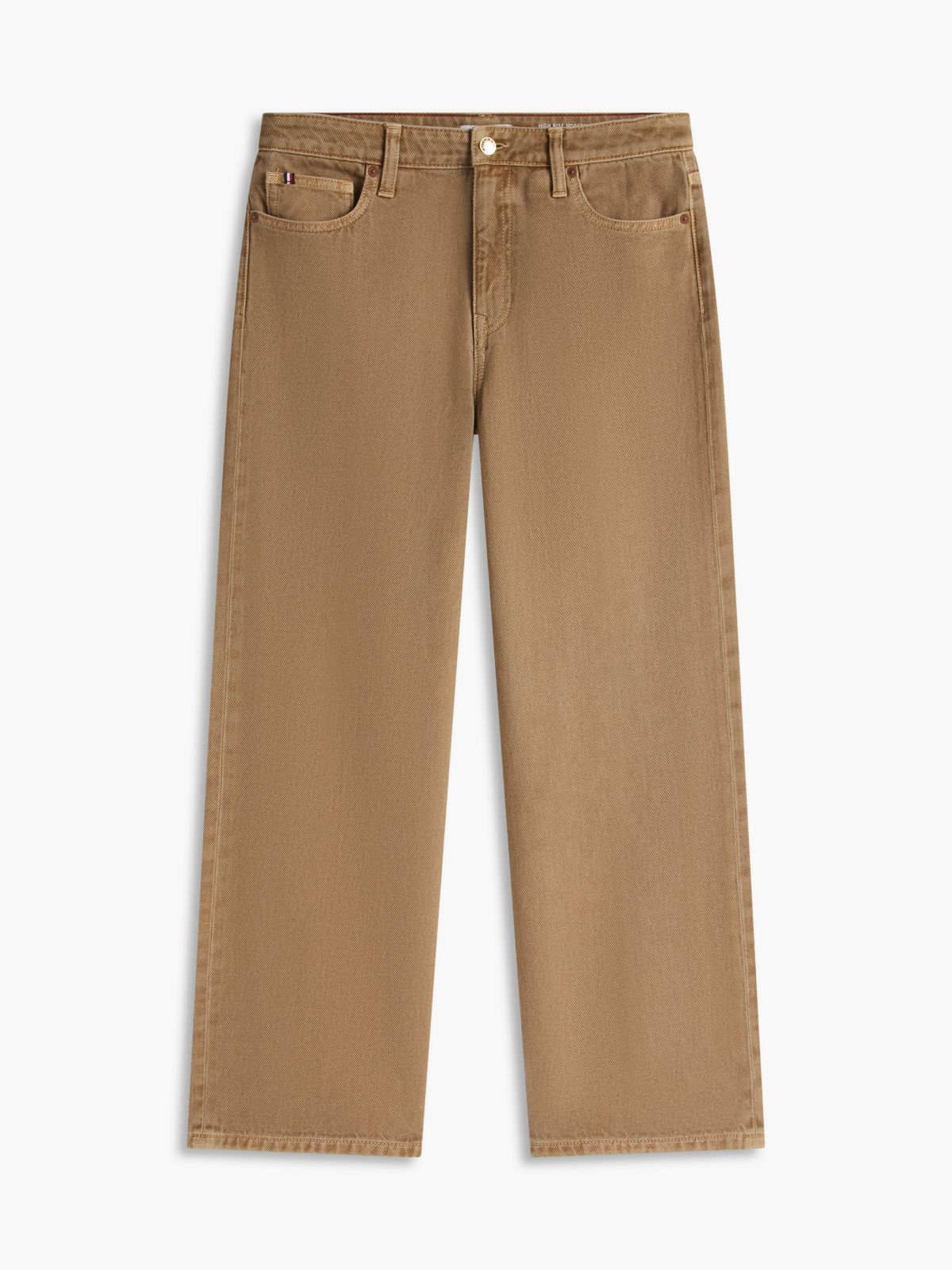 High-Rise Garment-Dyed Wide Leg Jean — Camel