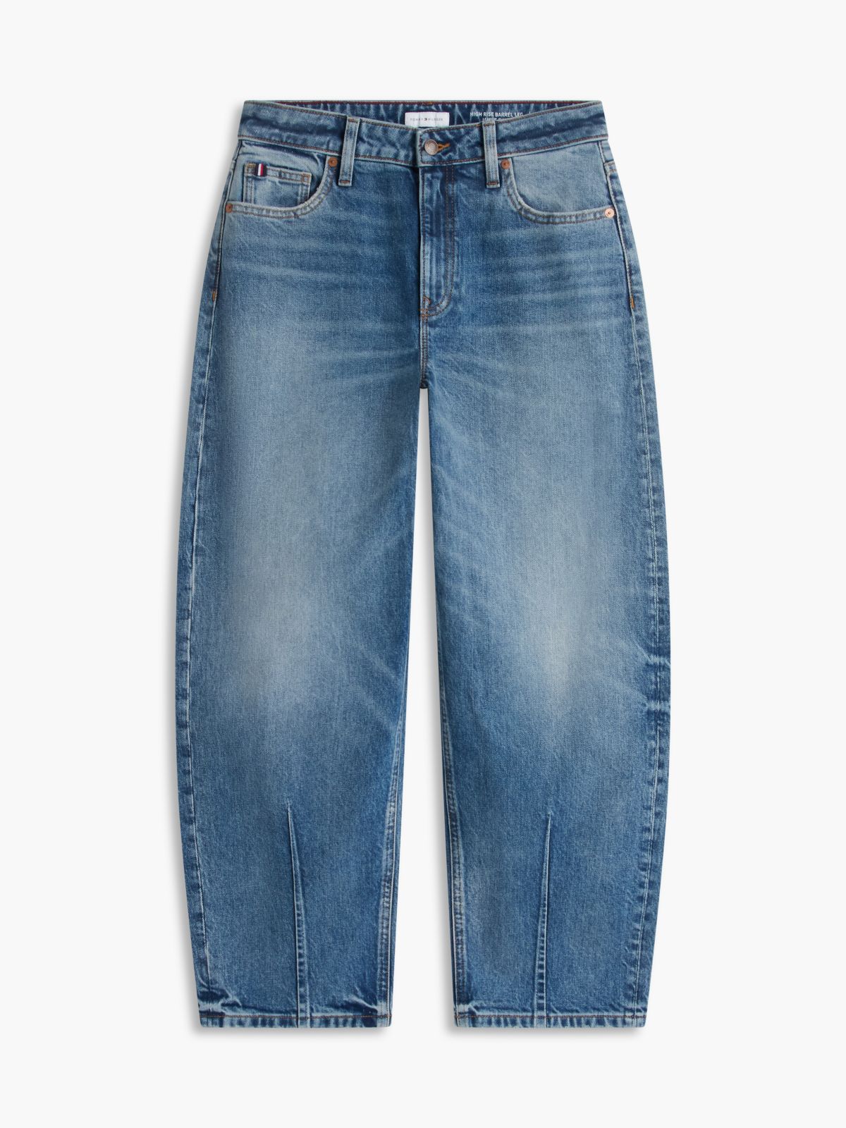 Stretch High-Rise Barrel Jean — Medium Wash