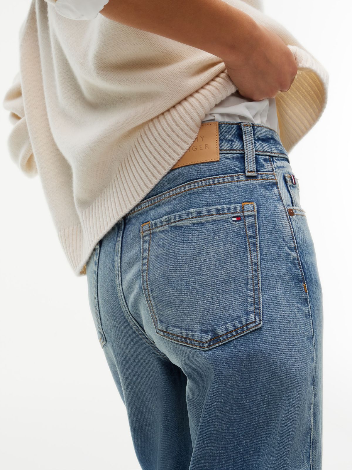 Stretch High-Rise Barrel Jean — Medium Wash