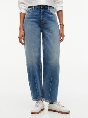 Stretch High-Rise Barrel Jean, Medium Wash