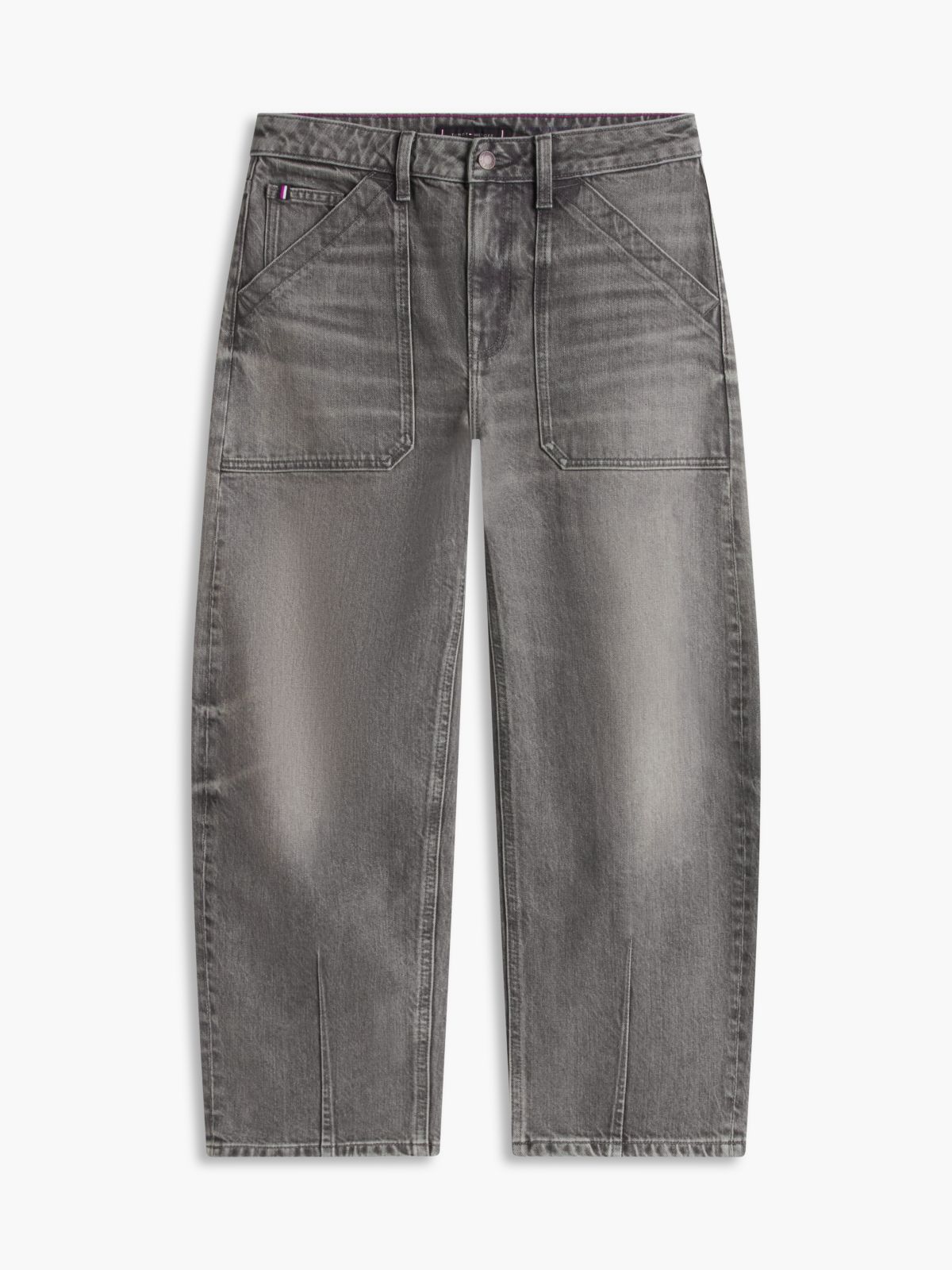 Stretch High-Rise Barrel Jean — Washed Grey