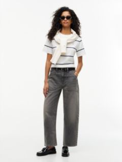 Stretch High-Rise Barrel Jean — Washed Grey 2