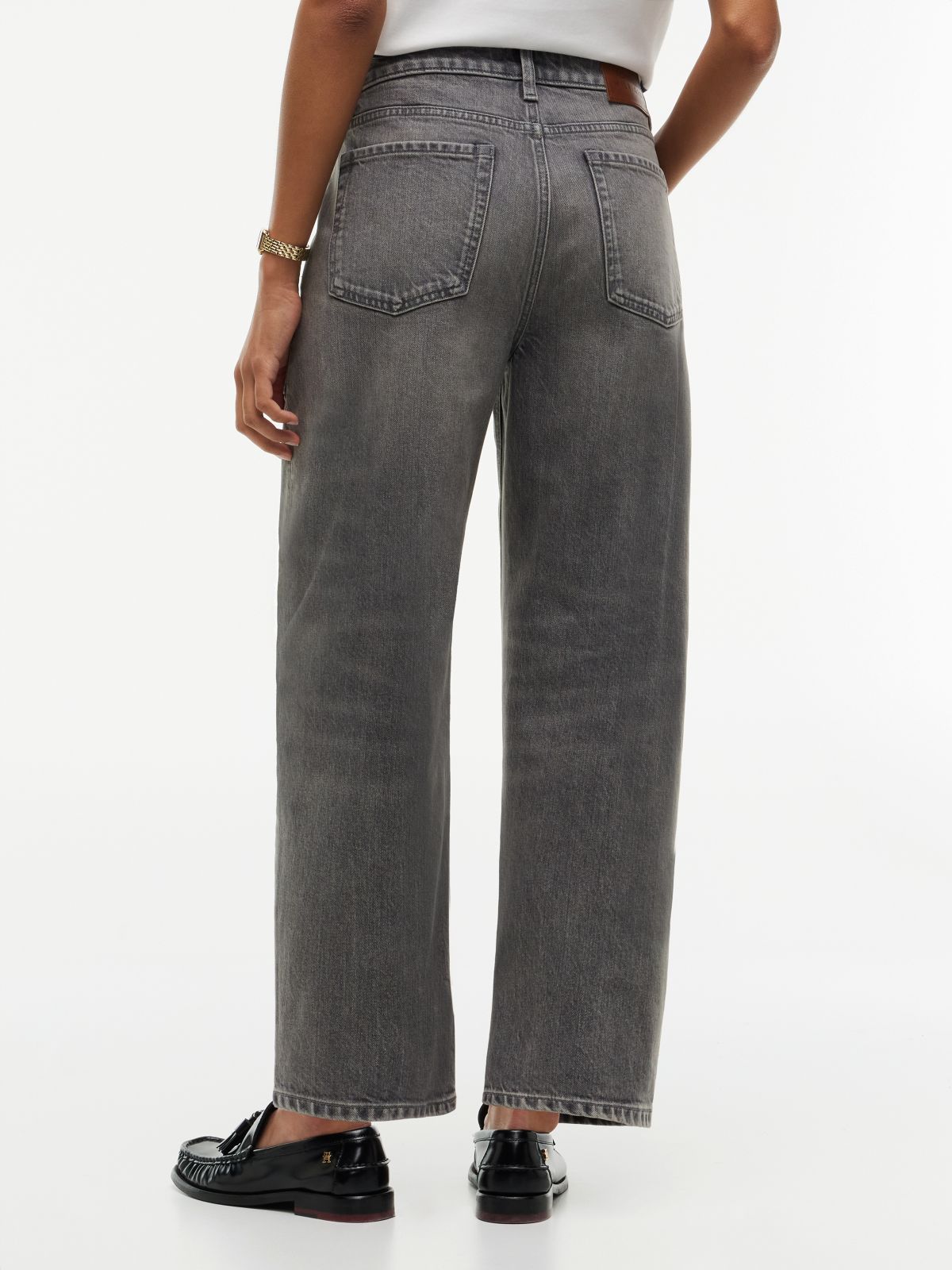 Stretch High-Rise Barrel Jean — Washed Grey