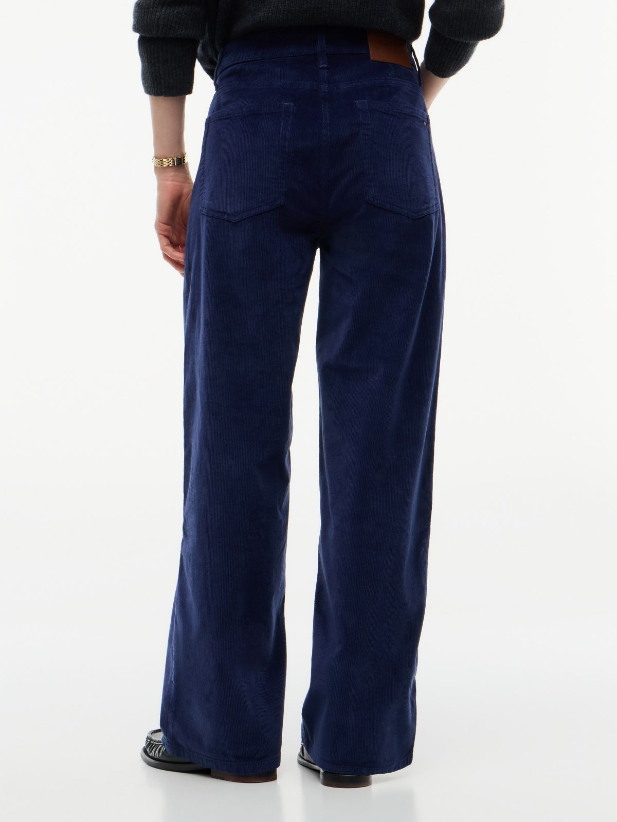 Stretch Corduroy Wide Leg Pant — Carbon Navy