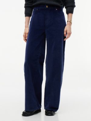 Stretch Corduroy Wide Leg Pant, Carbon Navy