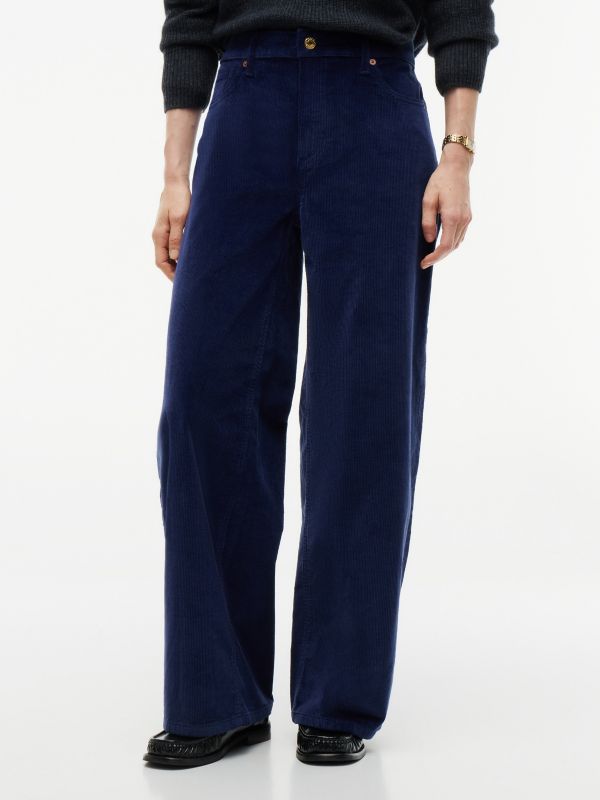Stretch Corduroy Wide Leg Pant — Carbon Navy