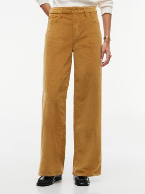 Stretch Corduroy Wide Leg Pant, Vintage Brass