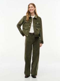 Stretch Corduroy Wide Leg Pant — Huntsman Green 2