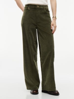 Stretch Corduroy Wide Leg Pant, Huntsman Green
