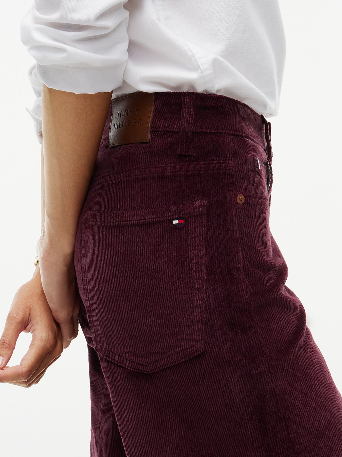 Stretch Corduroy Wide Leg Pant — Deep Burgundy